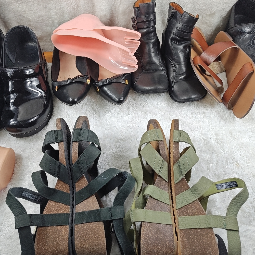 Teva Mahonia Wedge Sandals Bundles  Cross Strap Black/Green Leather Women Sz 8.5 - Picture 11 of 12